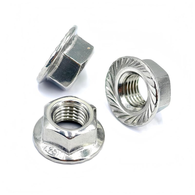 heyday M10x1.25 Serrated Flange Hex Lock Nuts 10 Pcs 304 Stainless Steel 18-8, Full Thread, Hex Drive, Bright Finish - Image 4